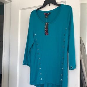 Teal Blue M. Peck & Peck top